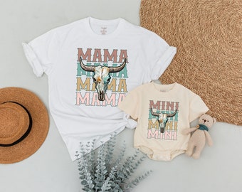 Country Mama and Mini Shirts, Western Baby Outfit, Western Graphic Shirts, Mama Outfit, Mommy and Me Matching Shirts, Retro Birthday Outfit