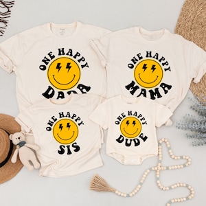 One Happy Dude Birthday Shirts, Happy Face Birthday Outfit, 1st Birthday Shirt, Smiley Face Shirt, Matching Family Shirt,Mom and Baby Outfit