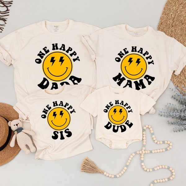 One Happy Dude Birthday Shirts, Happy Face Birthday Outfit, 1st Birthday Shirt, Smiley Face Shirt, Matching Family Shirt,Mom and Baby Outfit
