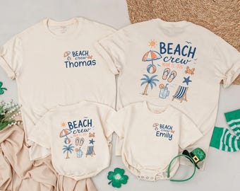 Camisetas personalizadas para la familia en la playa, camisetas a juego para la familia en la playa, camisetas personalizadas para vacaciones en la playa, conjunto para viaje familiar a la playa.