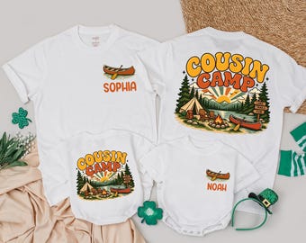 Cousin Camp Shirt Personalized, Retro Custom Name Matching Tee Baby Romper
