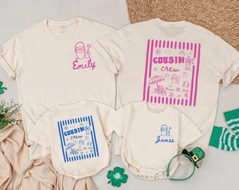 Cousin Crew Matching Shirts, Personalized Family Beach Vacation Outfits, Custom Name Summer Trip Tees, Summer Trip Family Shirts