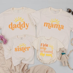 First Trip Around The Sun Birthday Shirt, Sun Matching Family Shirts, First Trip Birthday Outfit, Boho Sunshine Birthday, Mommy and Me Shirt