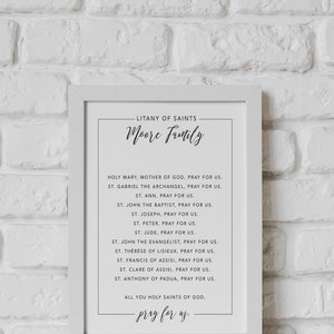 CUSTOM Family Litany of Saints Digital File - Etsy