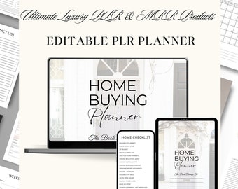PLR Digital Home Buying Planner Master Resell Rights - Printable Editable Canva Templates MRR - Evaluation Sheets - PLR Home Checklist