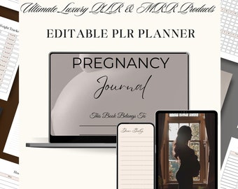 PLR Pregnancy Journal, Expectant Mother Gift, Pregnancy Planner,  PLR Pregnancy Template, Baby Book, New Mom, Baby Shower, Canva Template
