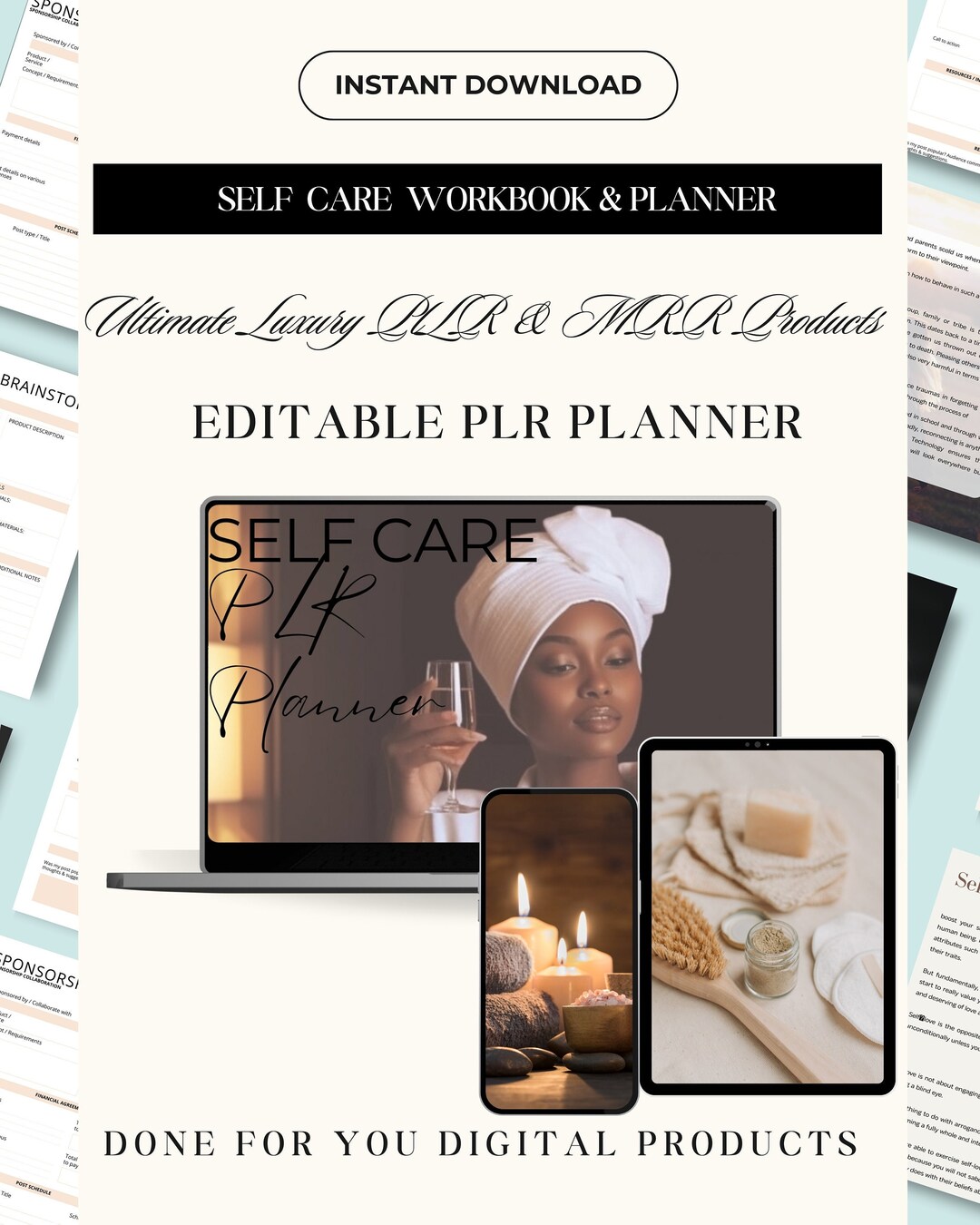 PLR Self-care Planner, PLR Digital Product, Passive Income, Self Care ...