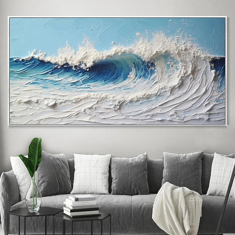 Ocean Wave Oil Painting Original on Canvas Abstract Minimalist Sea ...
