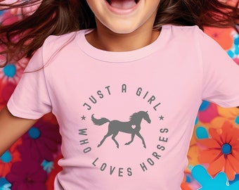 Horse lover girl shirt, cute tee for girl horse lover, fun horse lover t-shirt, gift for girl rider, just a girl who loves horses shirt