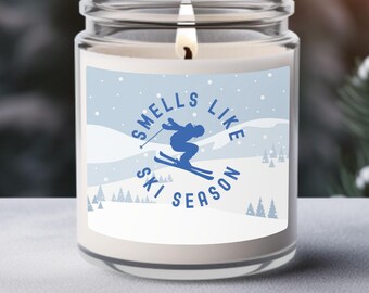Fun Ski Season Scented Candle, Eco friendly gift for skier