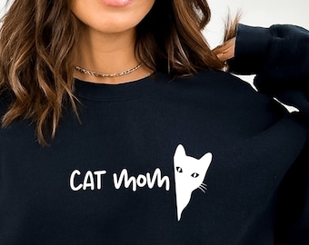 Cat Mom Funny Sweatshirt, Cute Cat Mama sweater, Fun Cat face shirt,  Cat Lover shirt, Mom Cat Lover gift, Cat Mom shirt, gift for cat moms