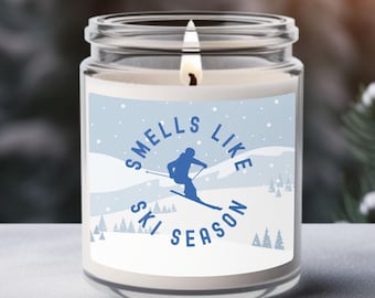Smells Like Ski Season Scented Candle, Fun Eco Friendly Holiday Gift for skier