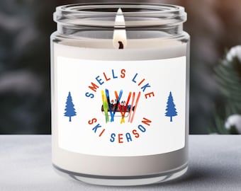 Smells Like Ski Season Scented Soy Candle, Fun Eco friendly Holiday gift for skier