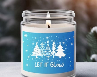 Let It Glow Scented Christmas Trees Snowflake Candle, Eco friendly holiday candle gift