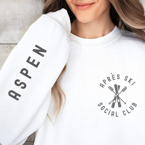 Aspen Apres Ski Sweatshirt,  Bachelorette Ski Trip sweater, Winter Sports shirt, Weekend Ski Trip, Aspen Colorado ski sweater, skier gift