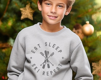 Fun Kid Ski sweatshirt, Cute Gift for child skiers, Boy and Girl skiers shirt, Christmas gift for child skier, Ski trip holiday shirt