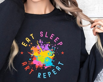 Sweater Eat Sleep Art Repeat - grappig cadeau voor kunstenaar