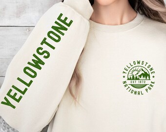 Sweatshirt Yellowstone National Park: grafische mouw, campingshirt