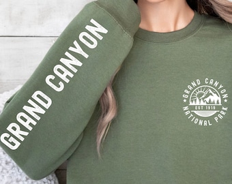 Grand Canyon National Park Sweatshirt: Sleeve Graphic, Camping Hiking Shirt