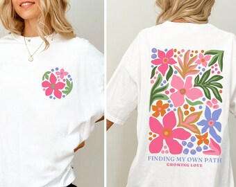Boho Wildflower T-shirt: Retro Botanical Floral Design