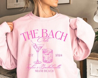 Miami Beach  Bachelorette Club Sweatshirt, Custom Bach cocktail club shirt, Personalized bachelorette shirt, Bridesmaids bachelorette gift,
