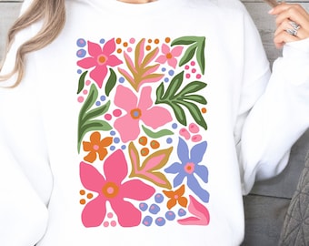 Sweater met wilde bloemen boho: retro bloementop