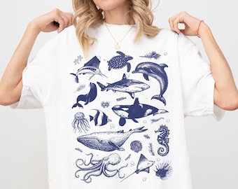 Vintage Sea Life T-Shirt: Retro Ocean Animal Comfort Colors Tee