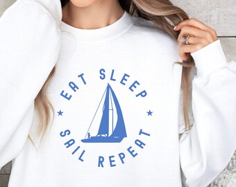 Grappig zeilsweater: Eat Sleep Sail Repeat, Sailor Gift