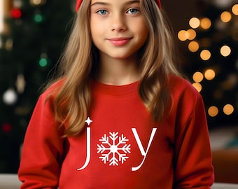 Kids Christmas Joy Snowflake Sweatshirt, Child holiday joy sweater, Gift for girl,  Kids Snowflake shirt, Christmas gift for girl