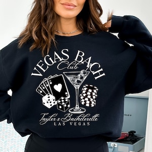 Las Vegas Custom Bachelorette Club Sweatshirt, Personalized Vegas Bach Club shirt, Bridal party gifts, Vegas girls trip cocktails and cards