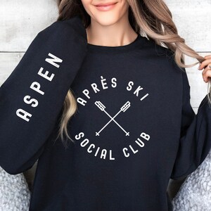 Aspen Apres Ski sweatshirt, Ski Sweater, Gifts for Her, Gift for Skier, Apres ski shirt, Winter sports shirt, Christmas gift for skier