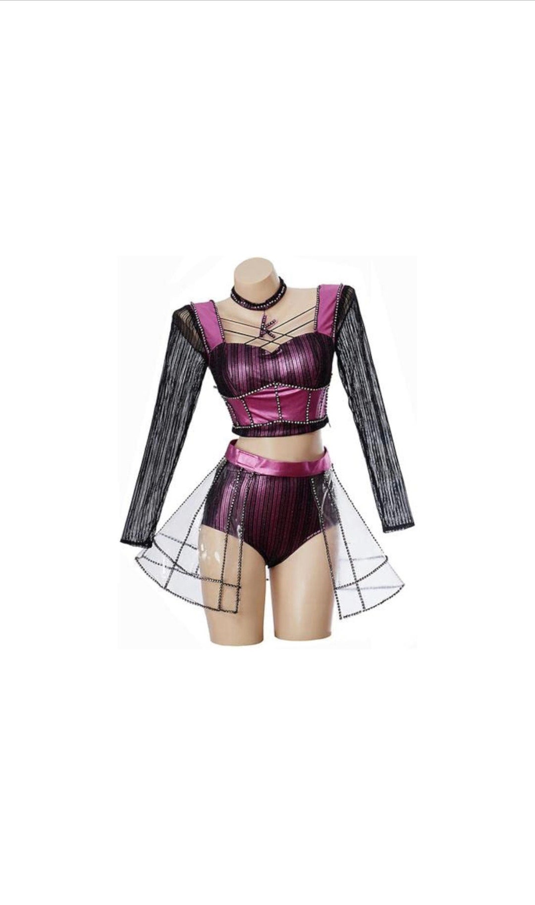 RocailleCos Six The Musical Catherine Parr Cosplay Costume Women's Crop Top And Pants Suit Music Festival Performance Outfit (blue, XS