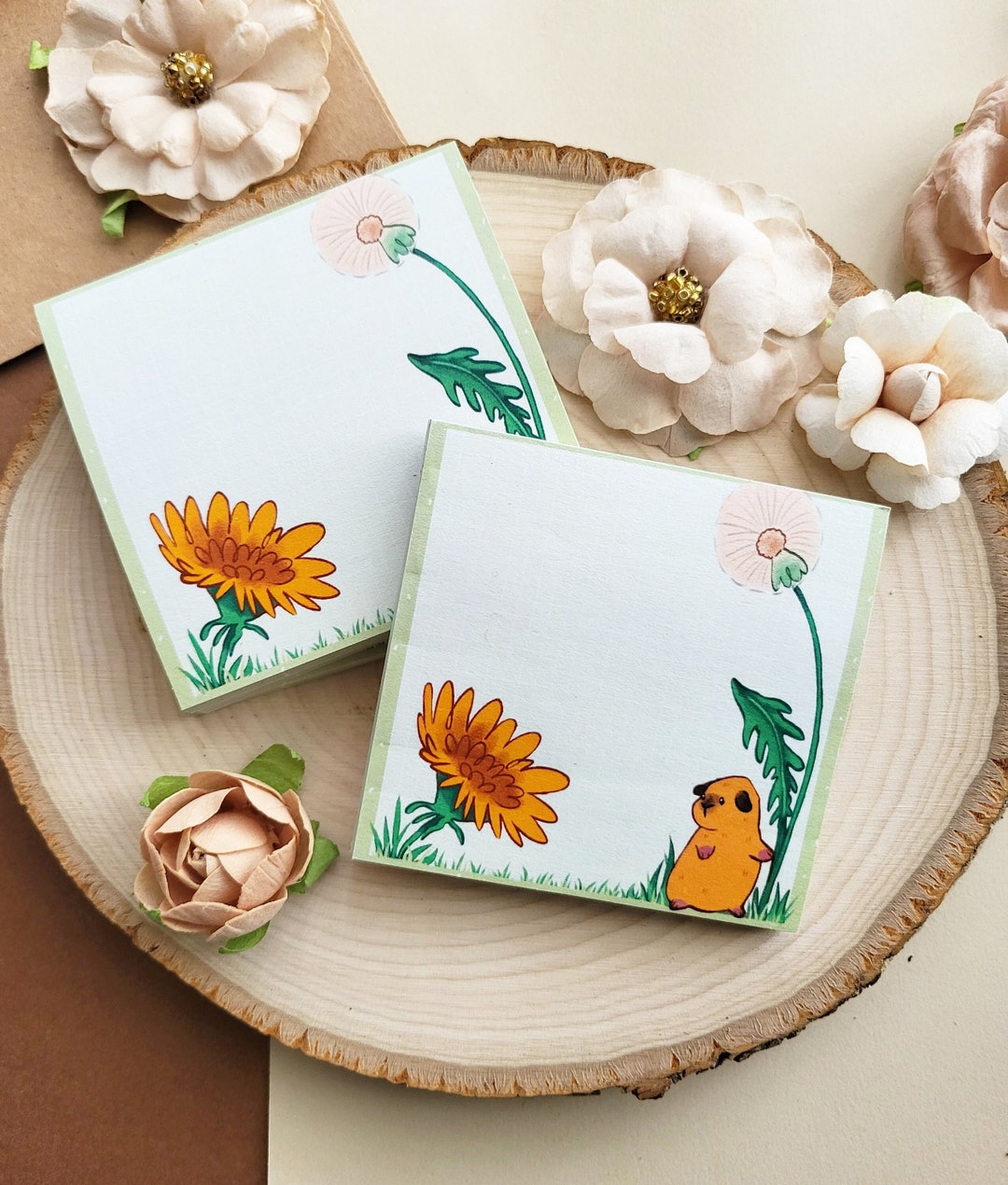 Dandelion Sticky Notes Guinea Pig With Dandelions Sticky Post It Notes - Etsy