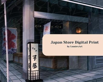 Japanese Shop Digital Art Print | Downloadable Design Print at Home for Stationery Cards Postcards