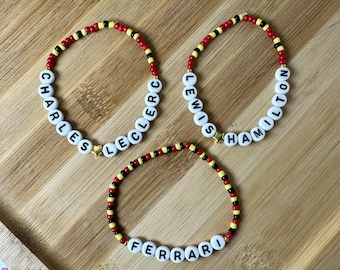 Custom Formula 1 Friendship Bracelets 2026 Season - Team Ferrari, Charles Leclerc & Lewis Hamilton