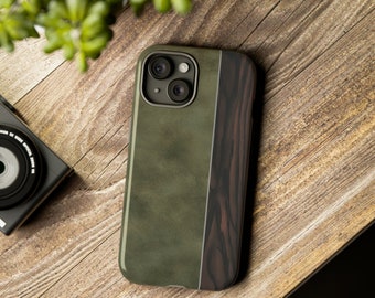 Leather & Wood Texture, Tough Cases iPhone Case, Casing for iPhone, Smartphone Case iPhone, Smartphone Casing iPhone for 15|14|13|12|11