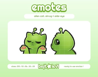 Alien Cat Glorp Emotes / Shrug and Side-Eye: Twitch & Discord Emotes (Digital Download)