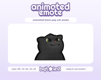 Animated Black POP Cat Emote: Twitch & Discord Emote (GIF Digital Download)