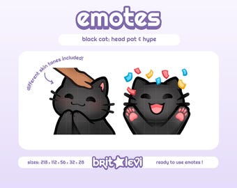 Black Cat Emotes / Head Pat & Hype: Twitch and Discord Emotes (Digital Download)