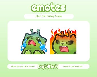 Alien Cat Glorp Emotes / Crying and Rage: Twitch & Discord Emotes (Digital Download)