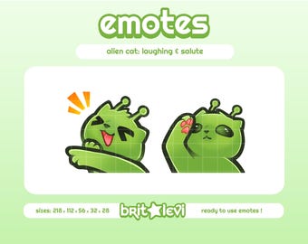 Alien Cat Glorp Emotes / Laughing and Salute: Twitch & Discord Emotes (Digital Download)