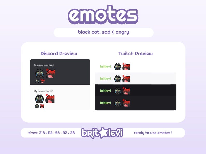 Black Cat Emotes / Sad Crying & Angry Rage: Twitch and Discord Emotes ...