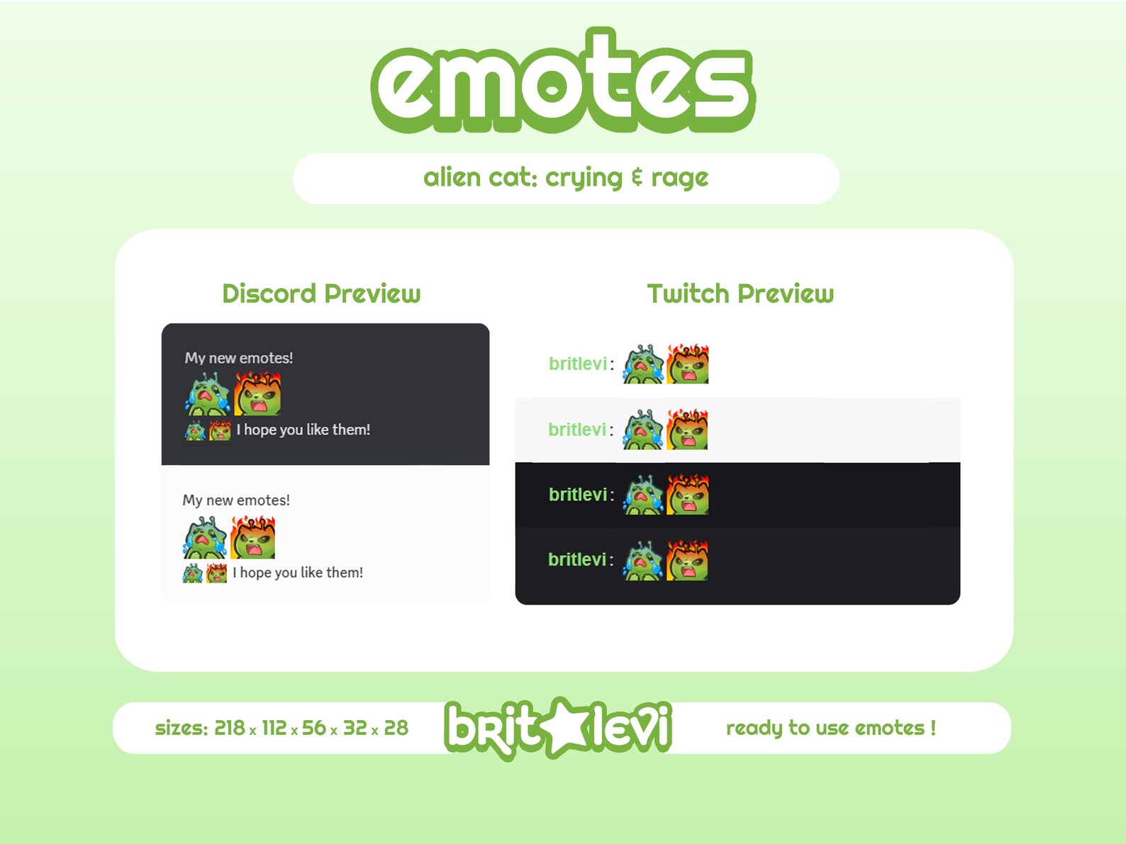 Alien Cat Glorp Emotes / Crying and Rage: Twitch & Discord Emotes ...