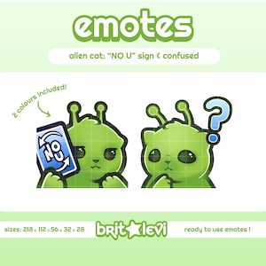 Emotes de Gato Alienígena Glorp / Sinal "NÃO VOCÊ" e Confuso: Emotes para Twitch e Discord (Download Digital)