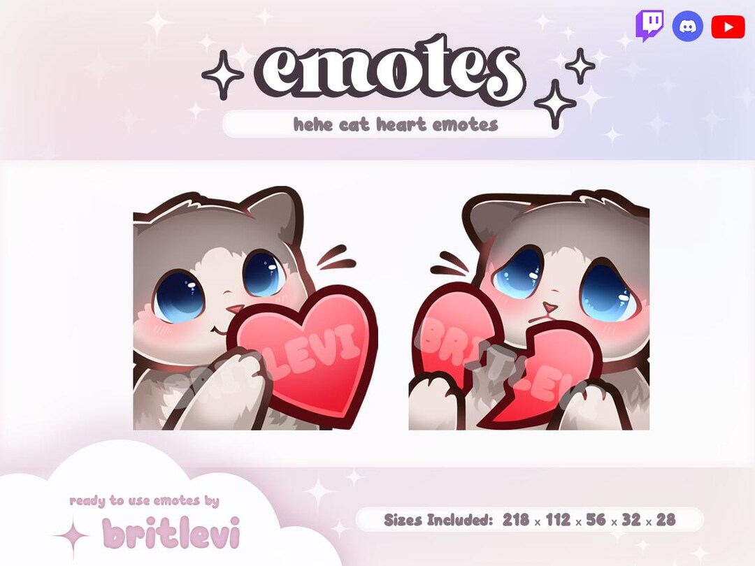 Hehe Cat Heart Emotes | Twitch Emotes & Discord Emotes | Cat Emote Pack ...