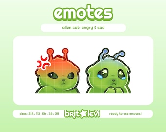 Alien Cat Glorp-emotes / Sad and Angry: Twitch & Discord-emotes (digitale download)