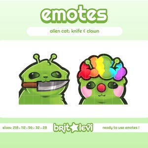 Alien Cat Glorp Emotes / Knife and Clown: Twitch & Discord Emotes (Digital Download)