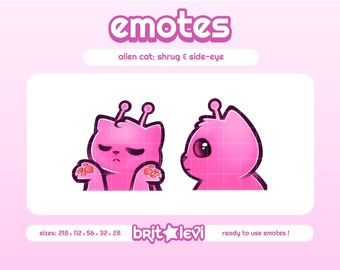 Pink Alien Cat Glorp Emotes / Shrug and Side-Eye: Twitch & Discord Emotes (Digital Download)