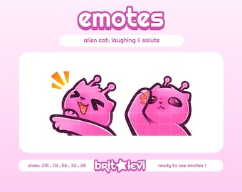 Pink Alien Cat Glorp Emotes / Laughing and Salute: Twitch & Discord Emotes (Digital Download)