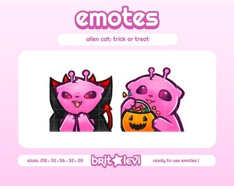 Pink Alien Cat Glorp Trick or Treat Emotes: Twitch & Discord Emotes (Digital Download)